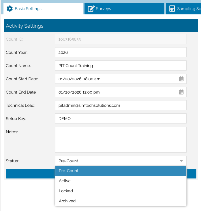 Activity basic settings